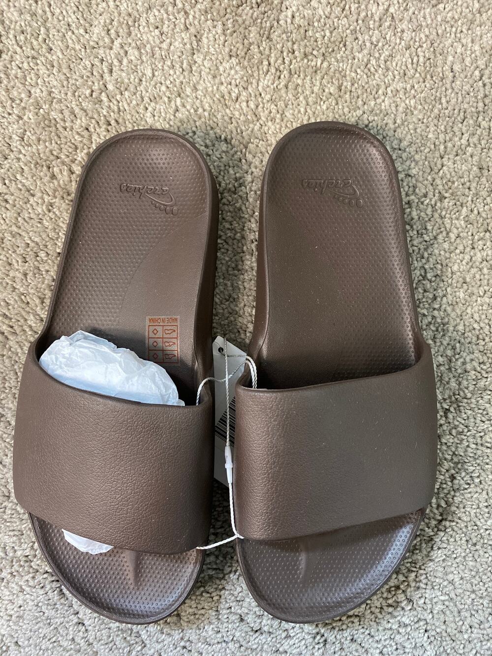 New Archies Brown Arch Support Slides Unisex M6/W7